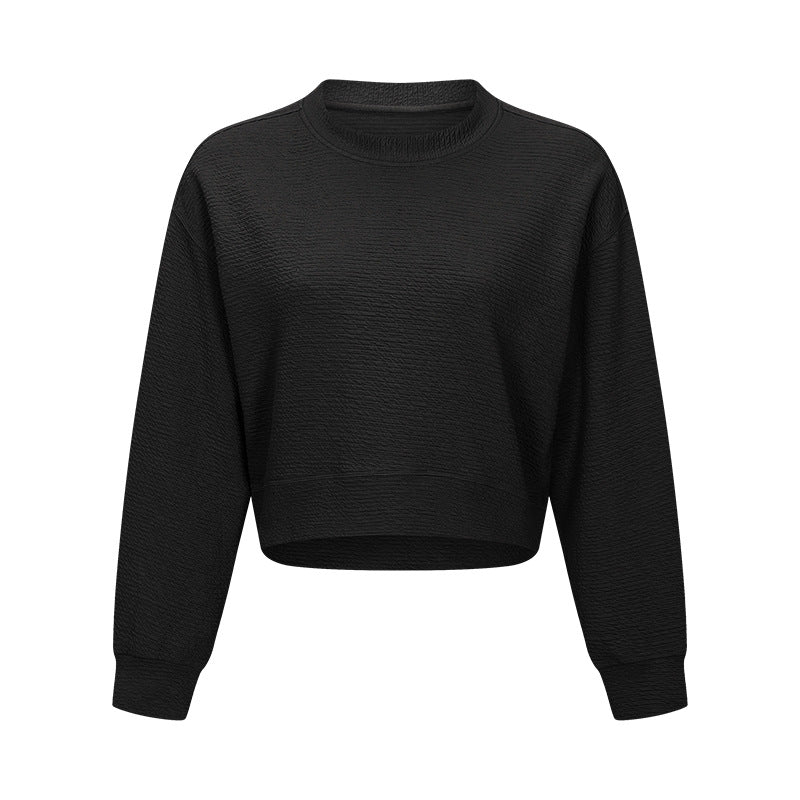 Strikket kort pullover løs yogatrøje