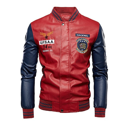 Herre Plus Fleece Cropped Læderjakke Baseballuniform