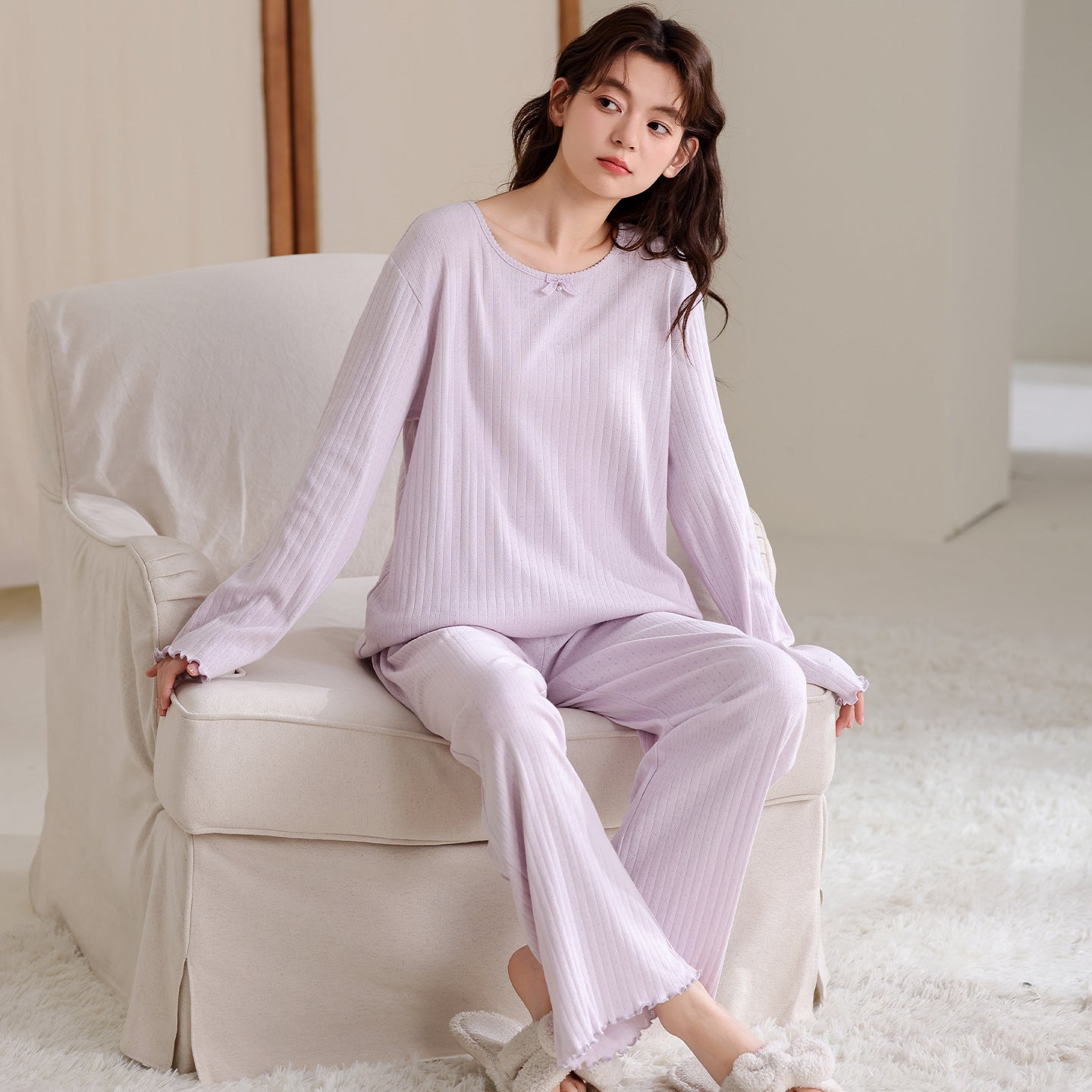 Womens Simple And Comfortable Pure Cotton Pajamas