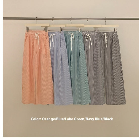 Women's Korean-style Striped Casual Pants Loose Straight Wide Leg