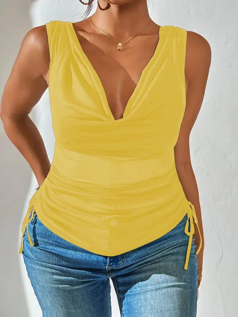 Pure Desire Style V-neck Sleeveless Spicy Sexy High Waist Crop Top