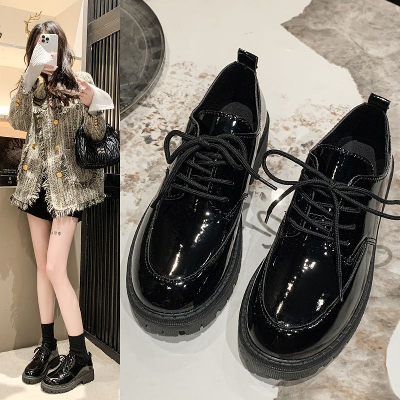Plus Size Platform Snøresko Loafers i Læder til Kvinder