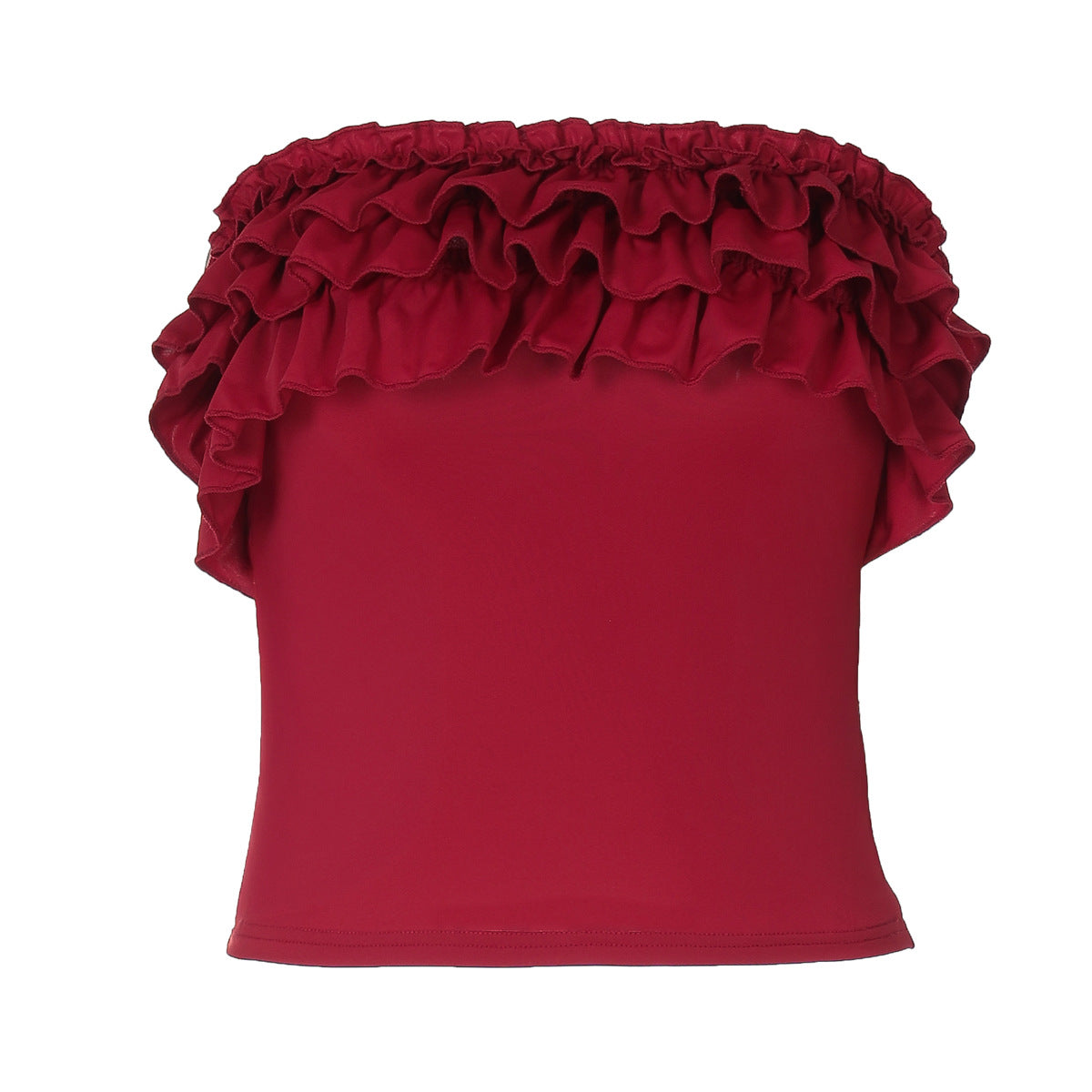 Sexy Figure-hugging Off-shoulder Solid-color Ruffled Wrap Top For Women