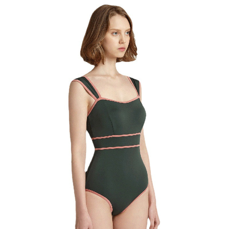 Slim Fit Cover Belly Slim Swimsuit Contrast Color Hot Spring
