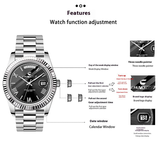 Fashion Men's Watch Steel Band Large Dial Quartz Wrist Watch