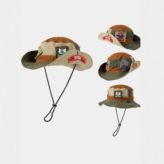 Women's Casual Retro Patch Foldable Fisherman Hat