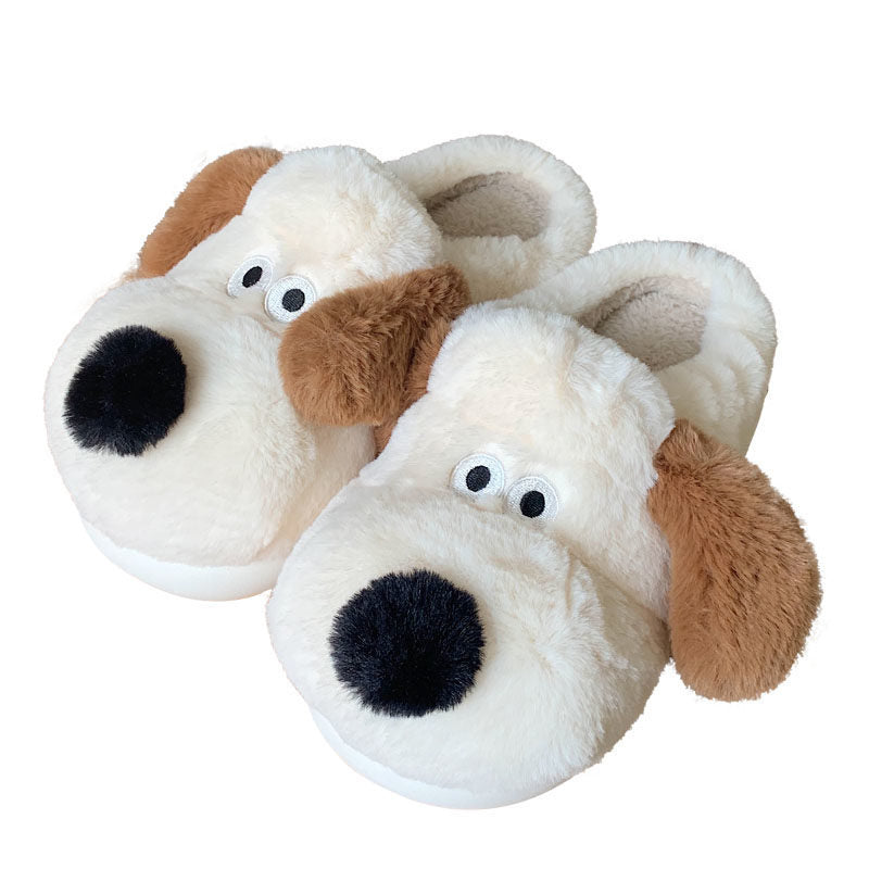 Dog Plush Toe Cap Cotton Slippers Female