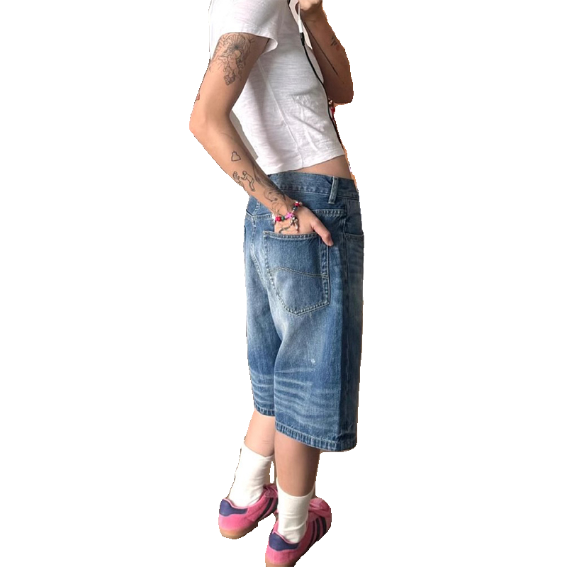 Hot Girl Loose-fitting Wide-leg Slim-fit Five Points Straight Pirate Shorts