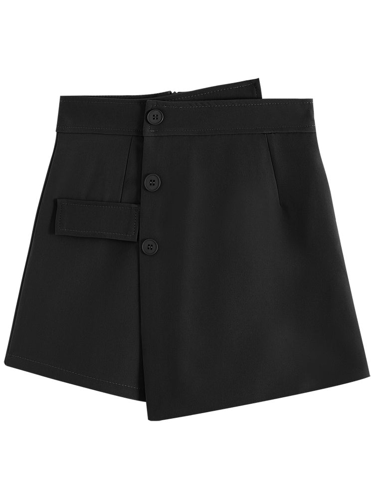 Women's Irregular Design Black Casual Shorts