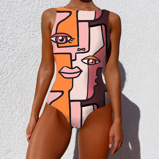 Women's Fashion Abstract Pattern Printed Swimsuit