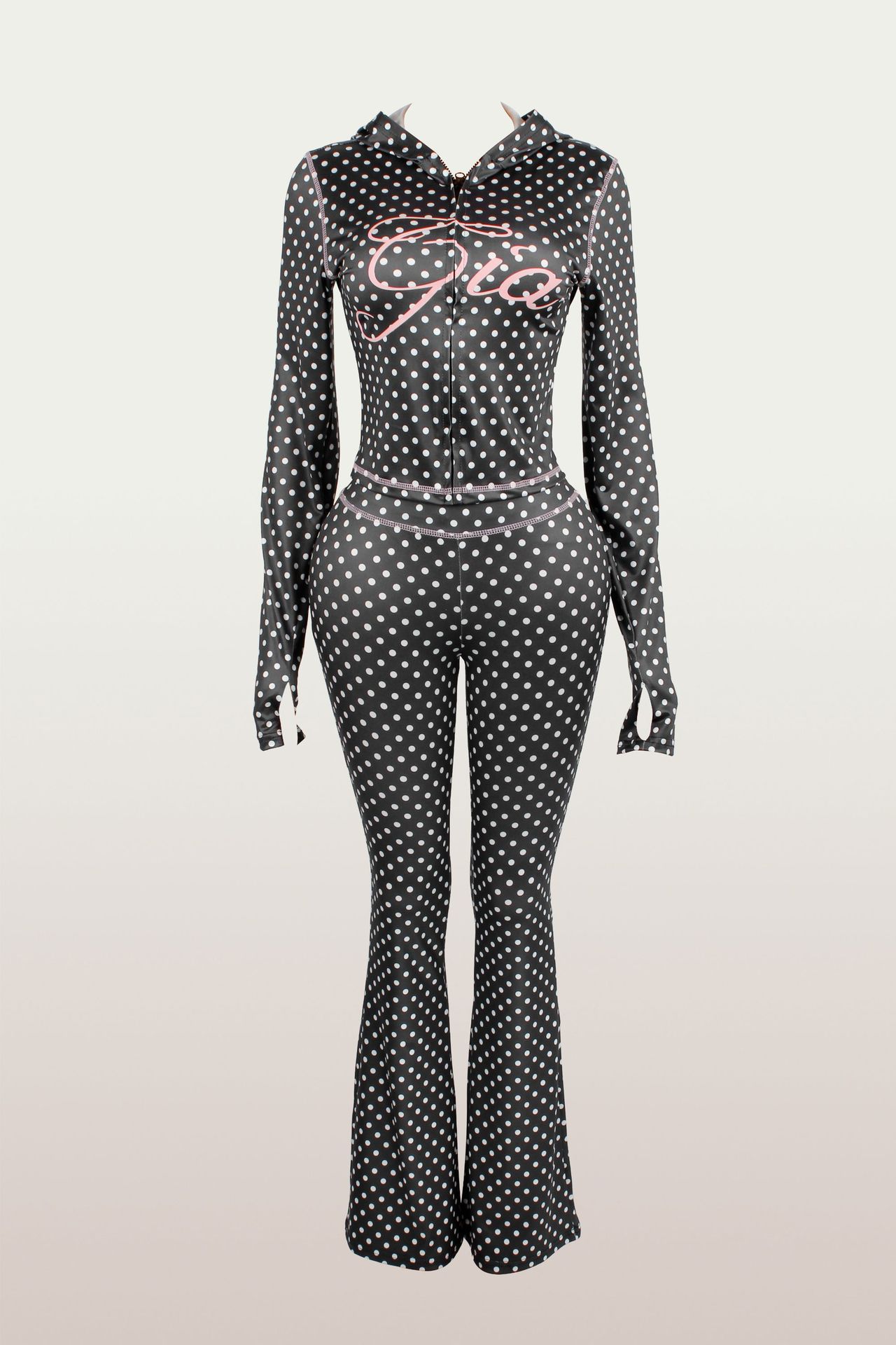 Solid-color Open-collar Printed Casual Long-sleeve Suit