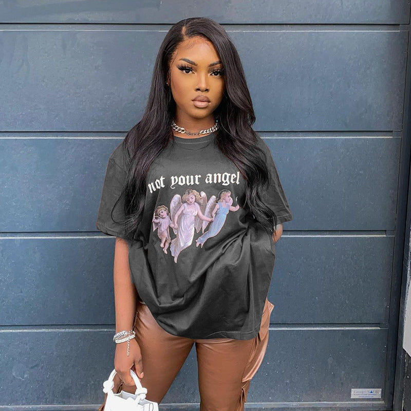 Printed Round Neck Loose And Comfortable Short Sleeve Casual T-Shirt Top
