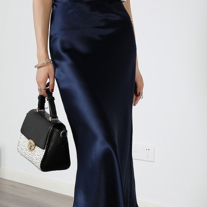 Silky Satin Women's A- Line Skirt Slimming Acetate