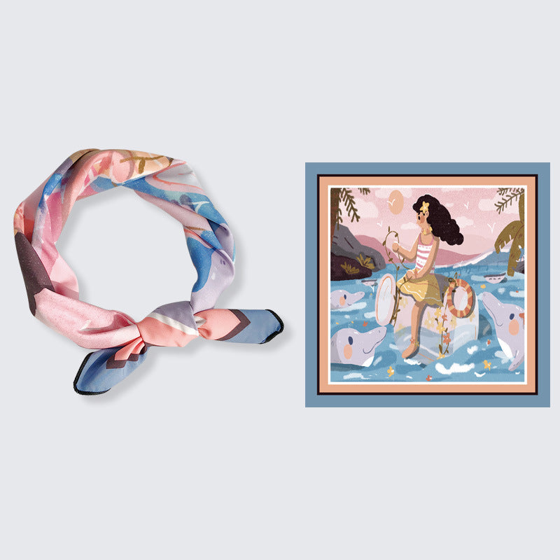 Decorative Spring And Autumn Chiffon Print Small Scarf