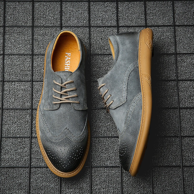 Casual shoes pig leather men's British trendy shoes