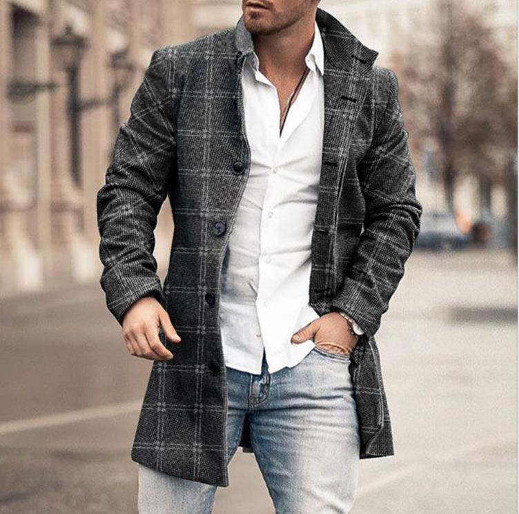 Various Colors Wool Men's Long Sleeve Trench Coat