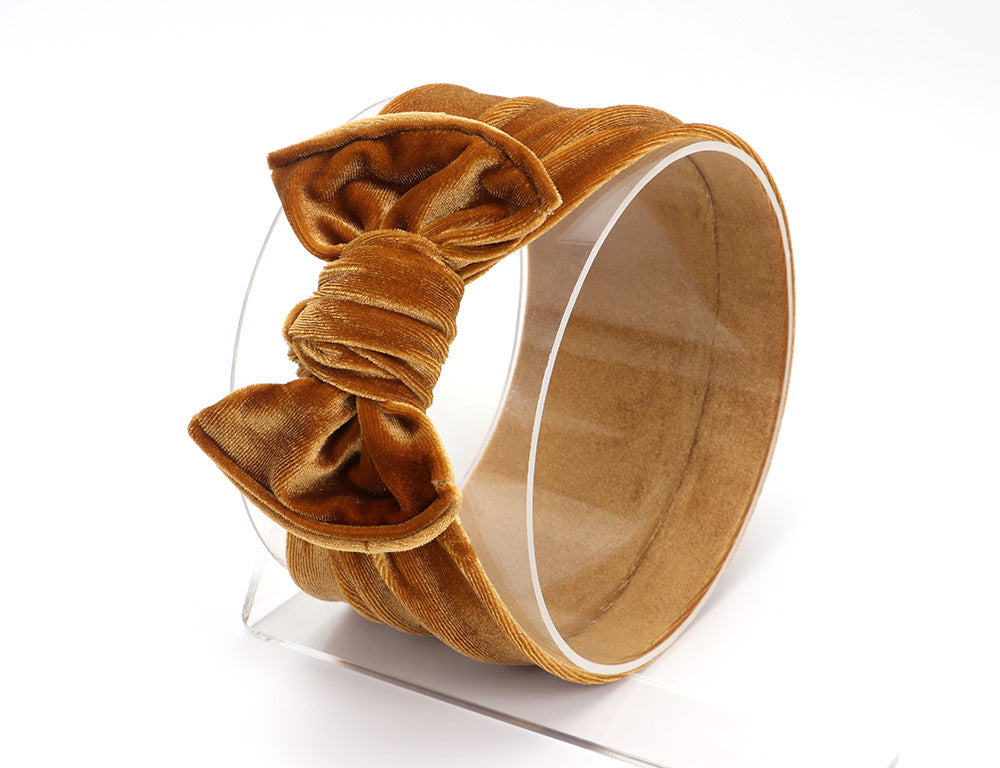 Baby Lace-up Gold Velvet Fat Bow Hair Band
