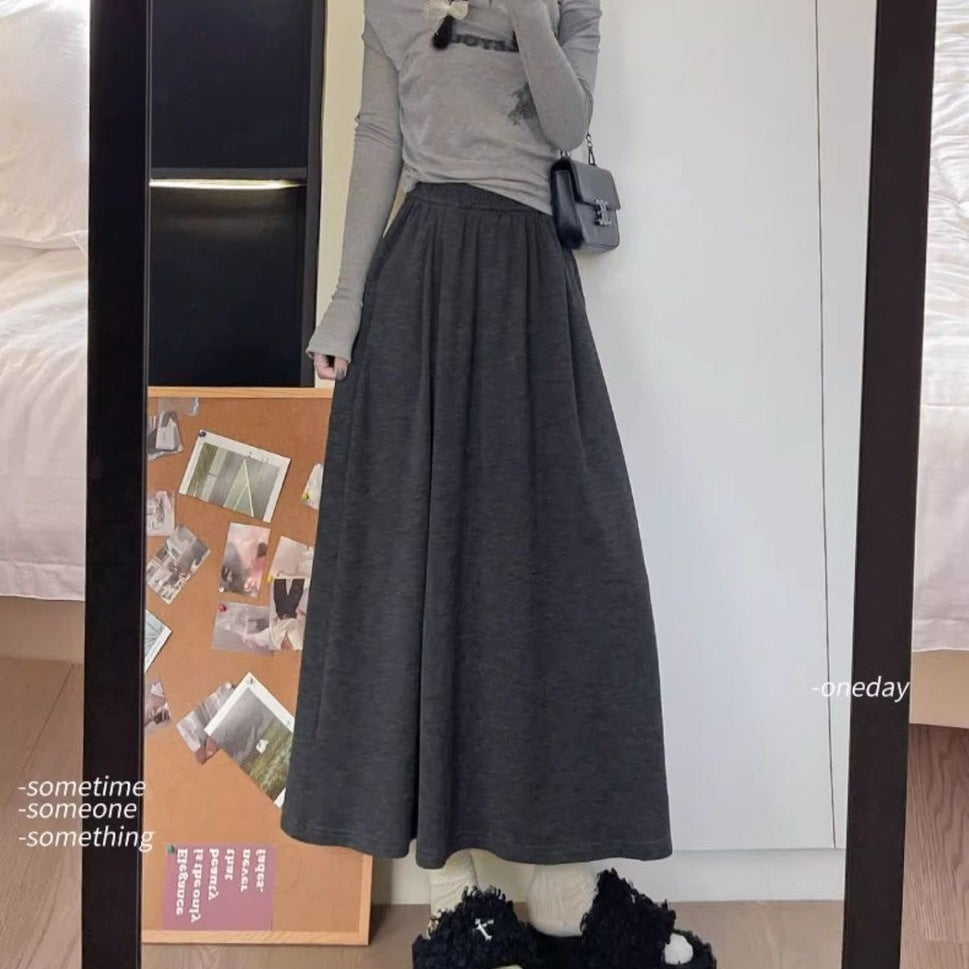 Mid-length High Waist Drooping Slimming Skirt