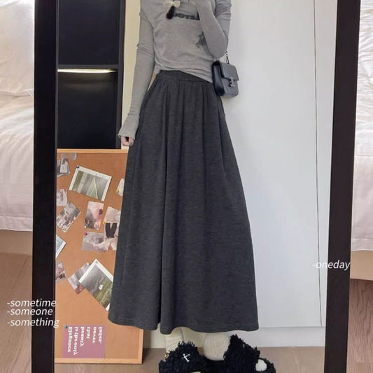Mid-length High Waist Drooping Slimming Skirt