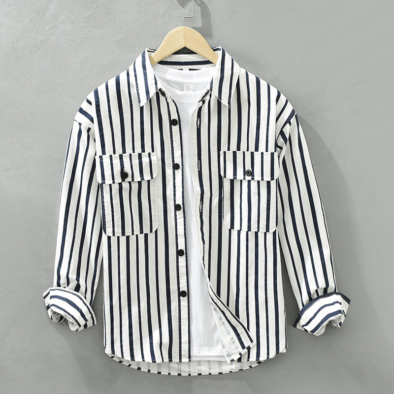 Young Men's Loose Re-work Striped Shirt