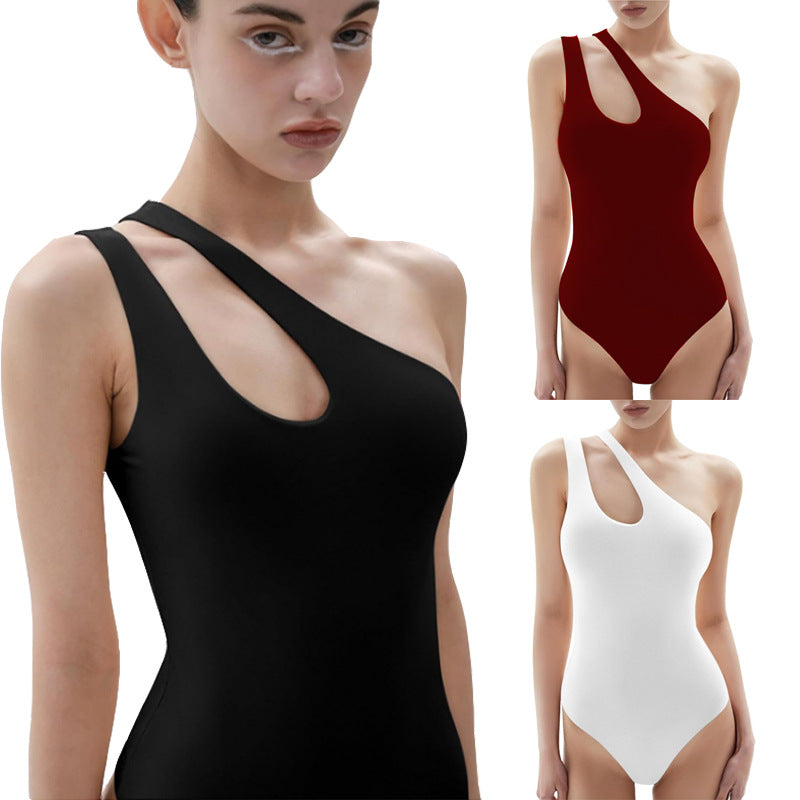 Women's Fashion Sleeveless One-shoulder Jumpsuit