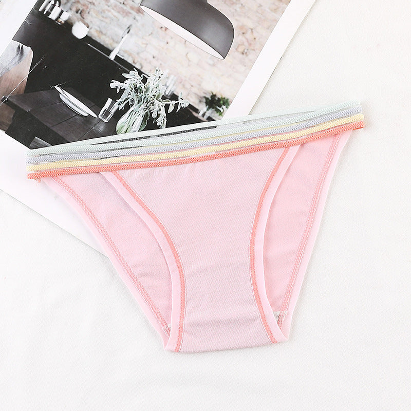 Women's Pure Cotton Antibacterial File Seamless Rainbow Belt Low Waist Shorts