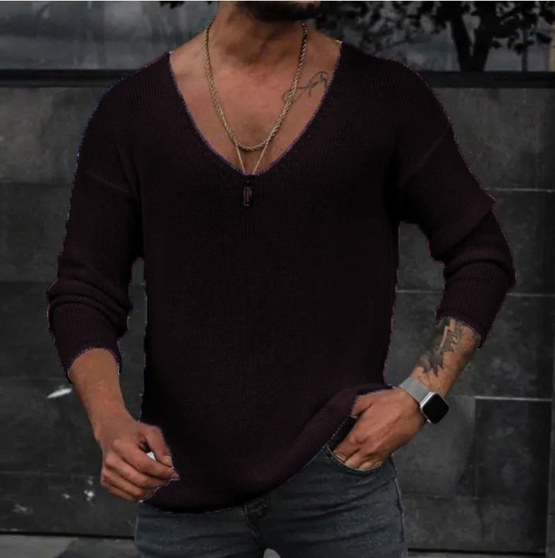 Long Sleeve V-neck Sweater Sweater Men's Independent Station Popular Men's Sweater