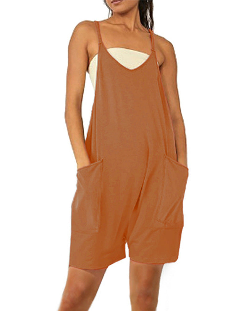 Women's Casual Zipper Pocket Jumpsuit Overalls