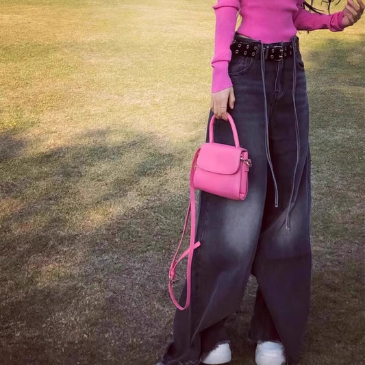Retro drapede jeans til kvinder – løse, lige, wide-leg bukser