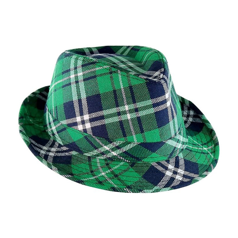 Printed Green Stripes Plaid Beret