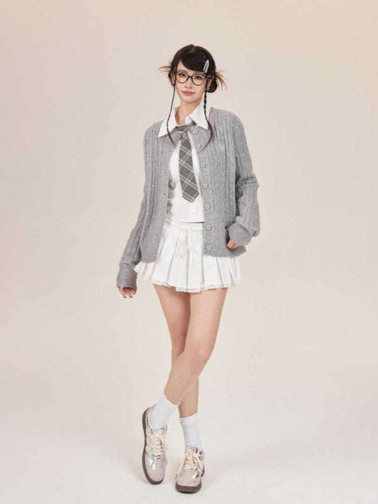 New High Waist Slimming Elegant Sweet And Spicy Lace Edge A- Line Pleated Short Skirt For Women