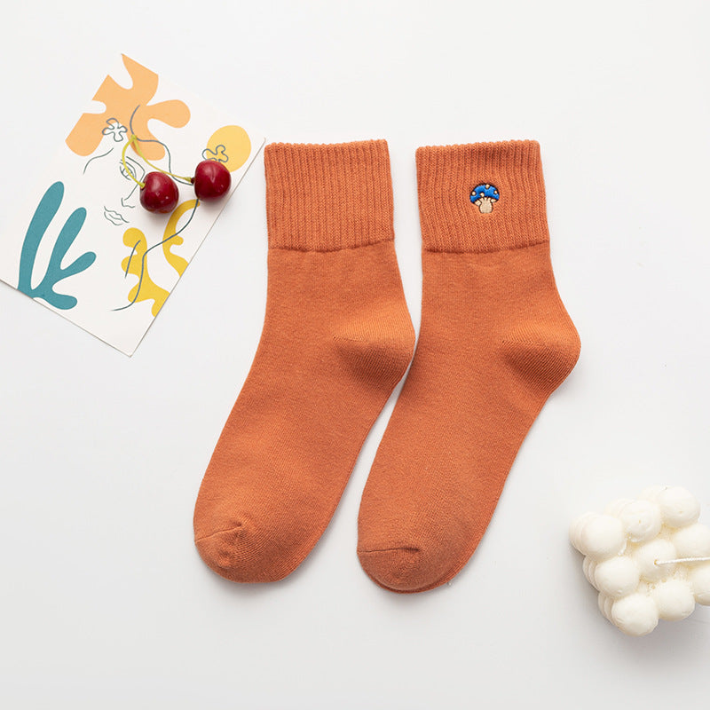 Women's Mid-calf Cartoon Mushroom Cute Cotton Socks