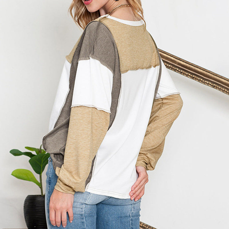 Rundhalset Flerfarvet Pullover Mode Løs Casual Sweater