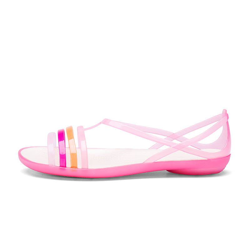 Forår Og Sommer Nye Jelly Sko HY Dame TPU Flade Skridsikre Jelly Slippers Mode Hul Sandaler