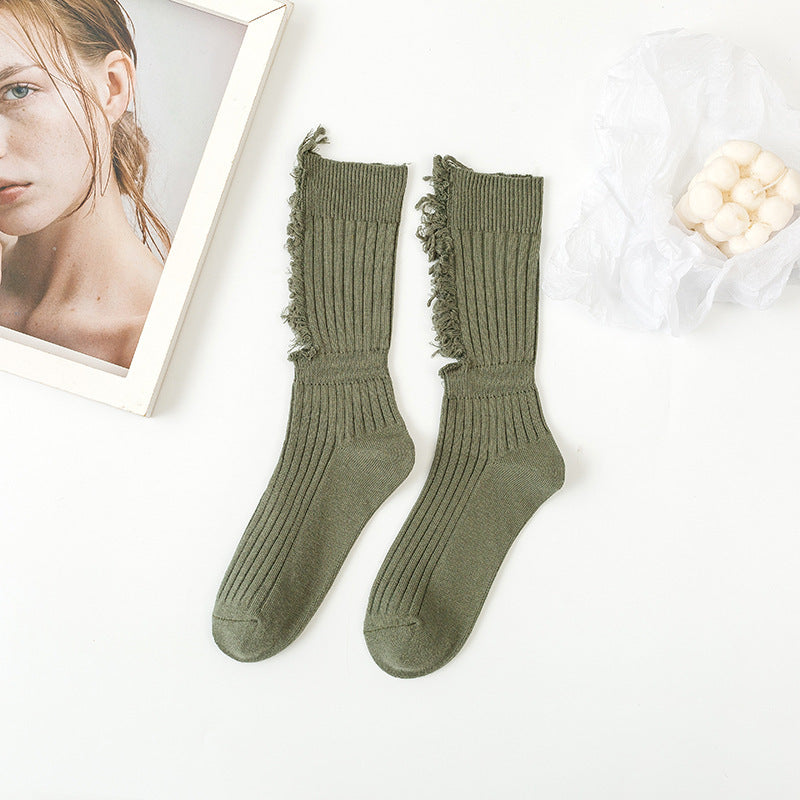Black And White Grey Three Color Design Cut Ins Socks