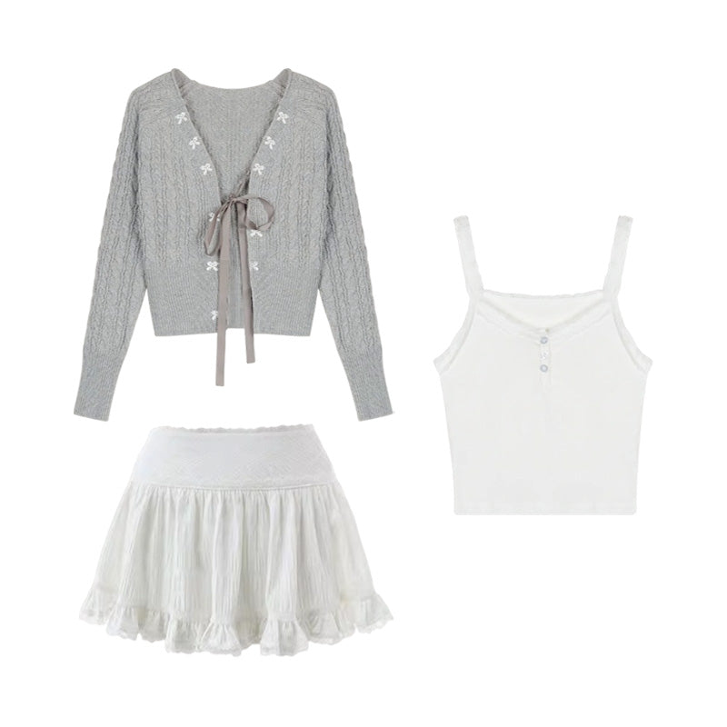 Women's Simple French First Love White Suspender Dress Short Skirt