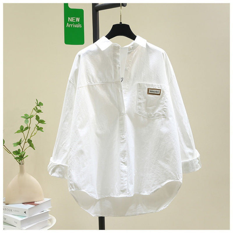 Women's Cotton Long-sleeved Shirt Fashionable Loose Cardigan Shirt