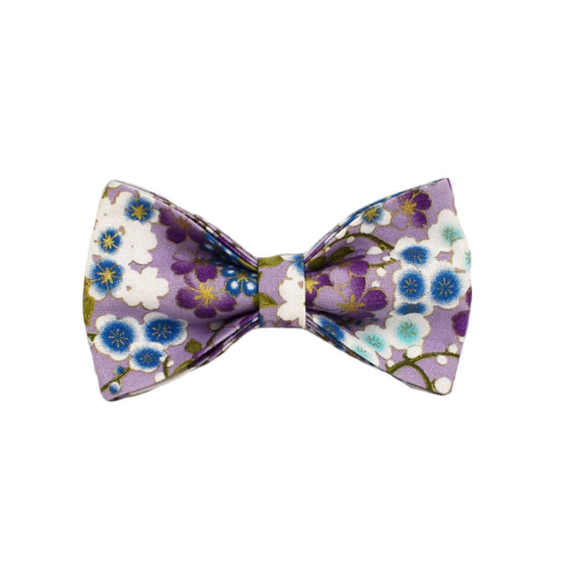Purple And Wind Floral Dog Collar Hand Holding Rope Metal Bandana Bow Strap Out Shit Bag