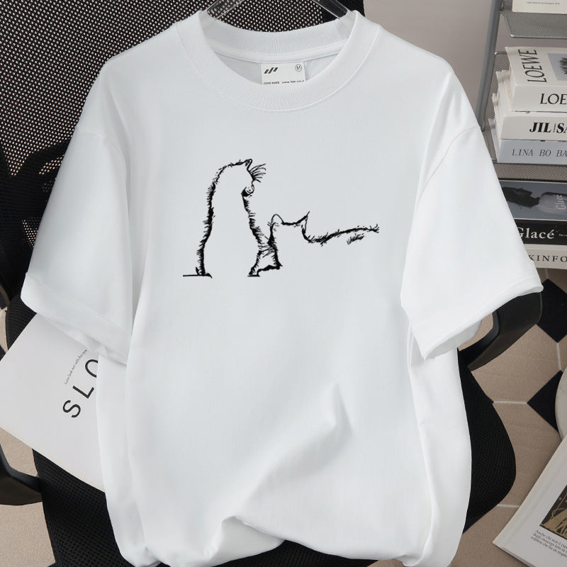Creative And Fun Side-profile Cat Design T-shirt For Your Adorable Pet