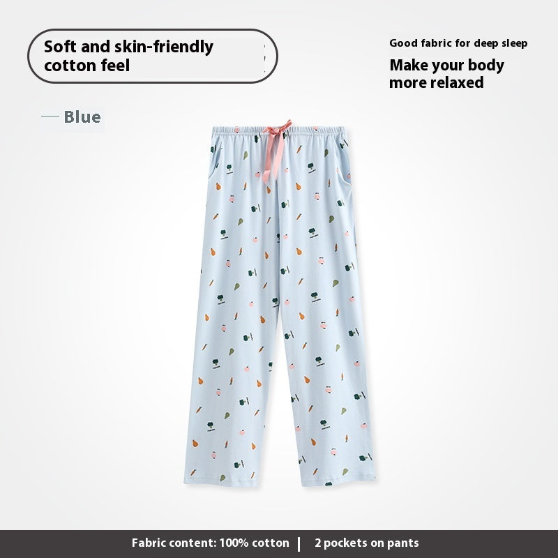 Pyjamasbukser til kvinder i bomuld, løse, store størrelser, fritidsbukser