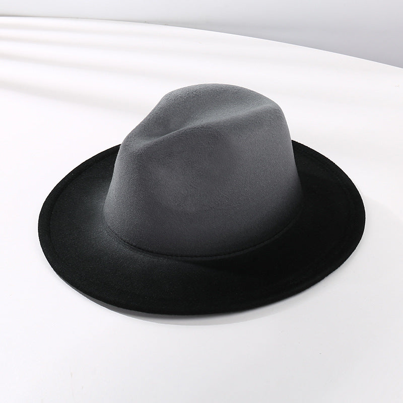 Moderigtig Fedora-hat med farvegradient og flad skygge i uldfilt