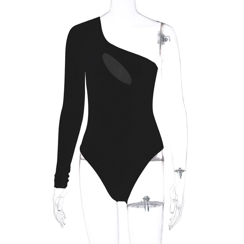 Women's Hollow One Shoulder Long Sleeve Jumpsuit
