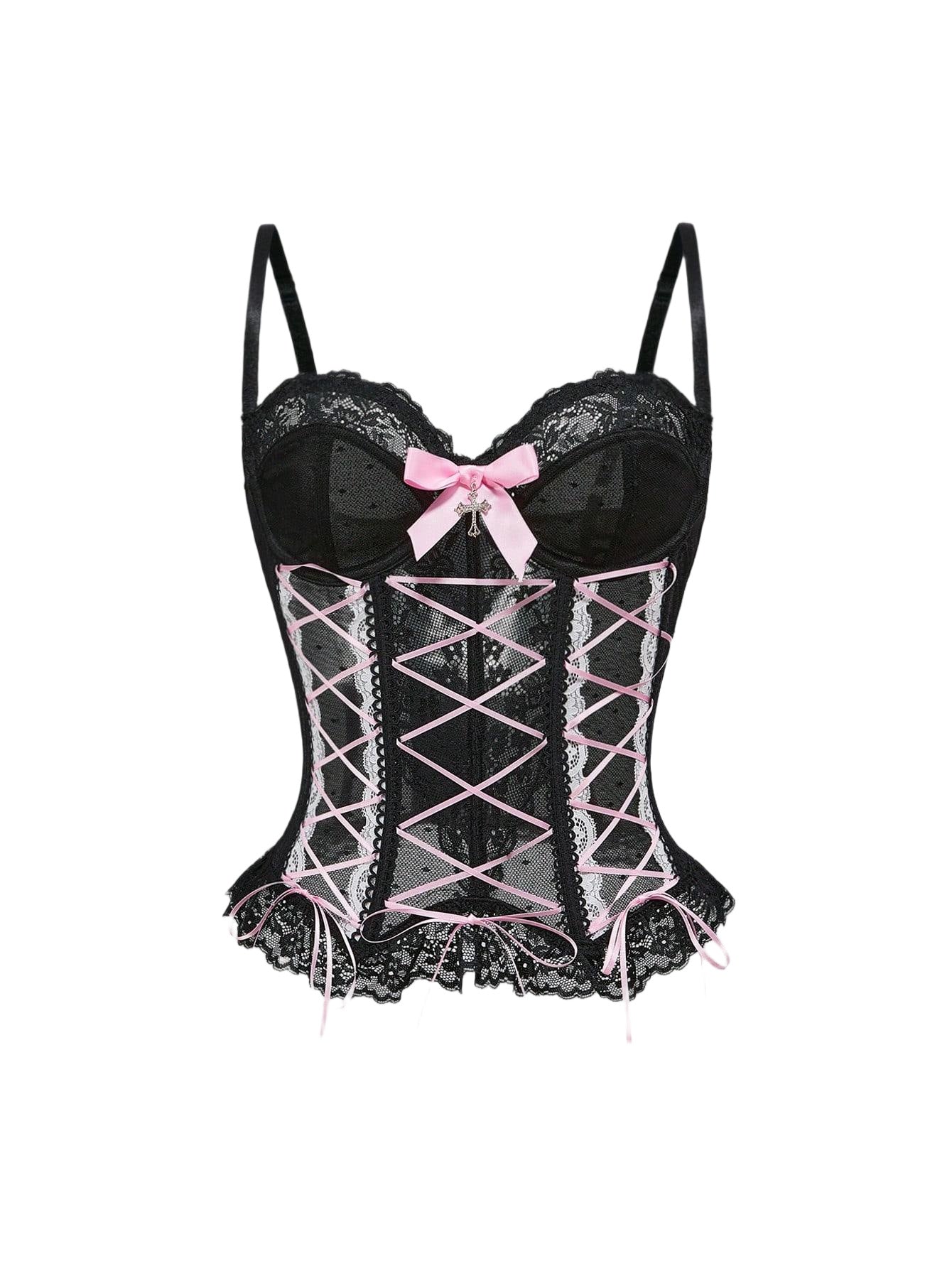 Bow-tie Cross Lace Fishbone Vest Shapewear Corset
