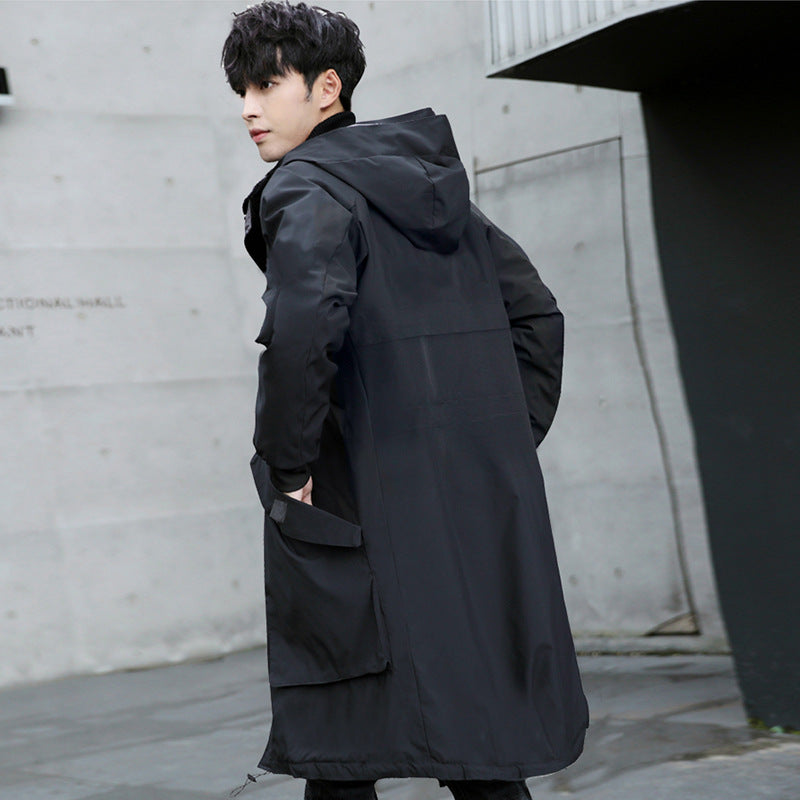Men's Duster Plus Size Loose Mid-length Hooded Jacket