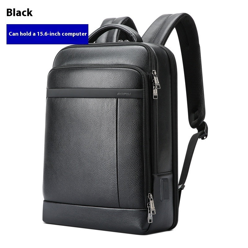 Business First Layer Cowhide Commuter Leather Backpack