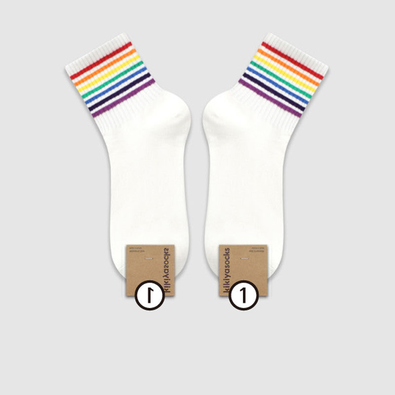 Simple College Style Striped Cotton Socks