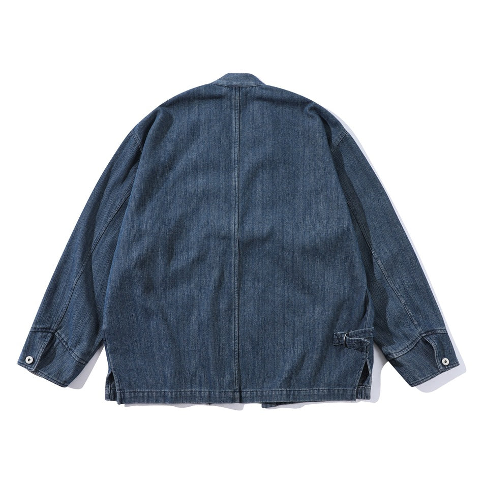 Men's Fashion Retro Characteristic Chinese Style Robe Denim Jacket