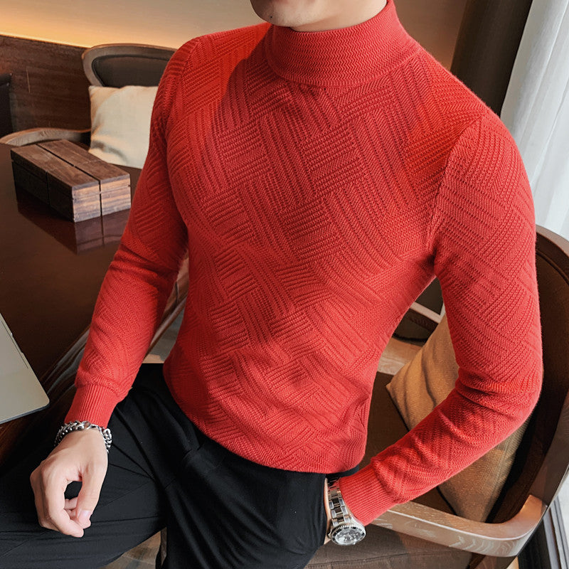 Men's Fashion Casual Solid Color Slim-fit Half Turtleneck Sweater