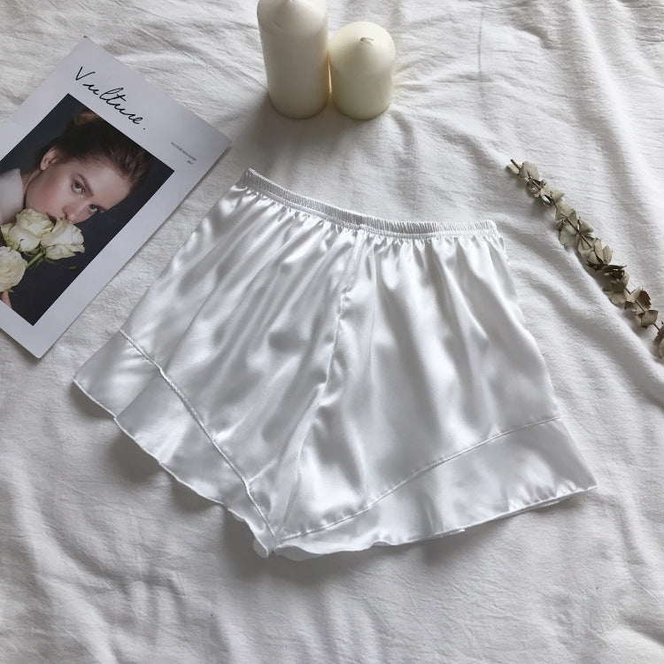 Summer New Style Anti Exposure Pants Summer Thin Imitation Satin Three Point Insurance Pants Can Be Worn Inside And Outside Shorts For Women