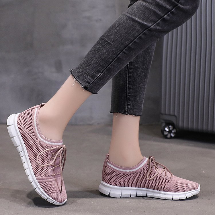 Pure Color Breathable Mesh Women's Single Shoes